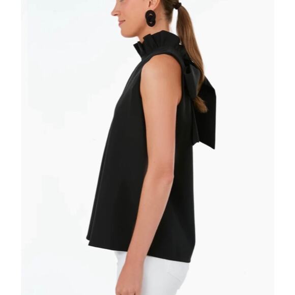 Tuckernuck Black Mason Sleeveless Blouse with Bow Detail, Size XL, NEW - Picture 1 of 10
